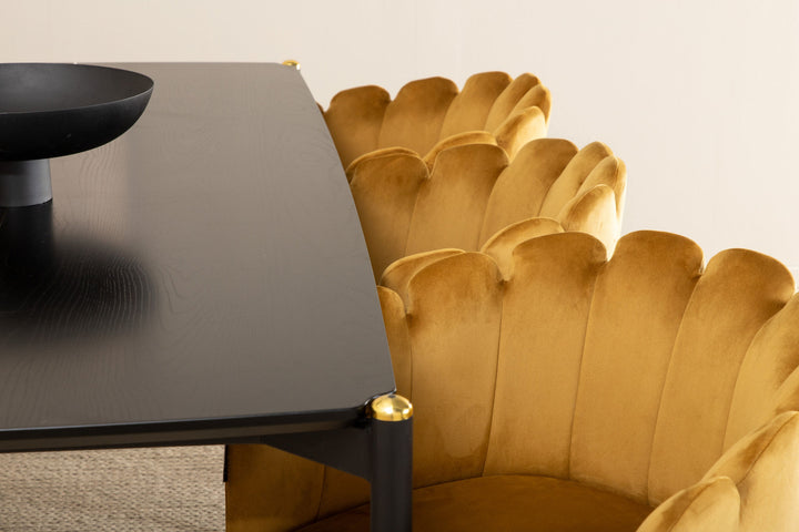 Venture Home Pelle Dining Table , Black black Black+Limhamn , Chair , Gold Velvet_6