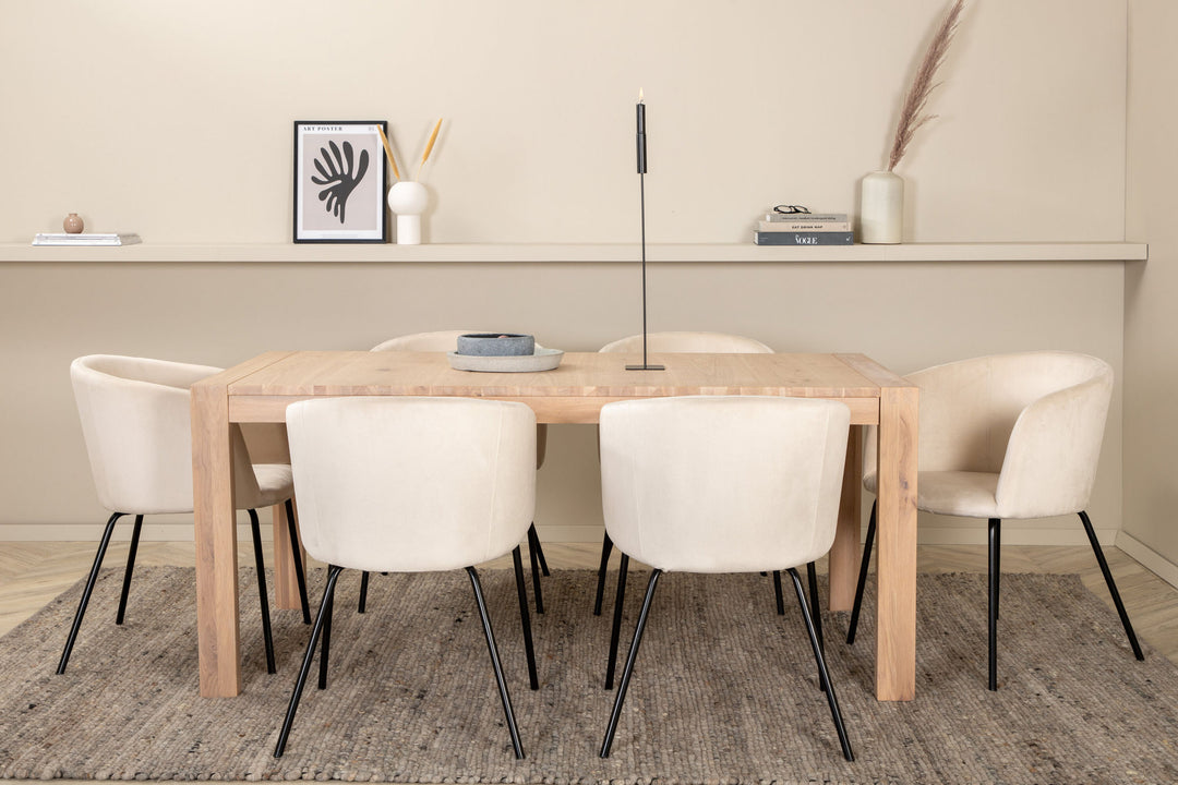 Venture Home Slider Extention Table - White Wash - 170+40+40cm +Berit Chair - Black / Beige Velvet_6