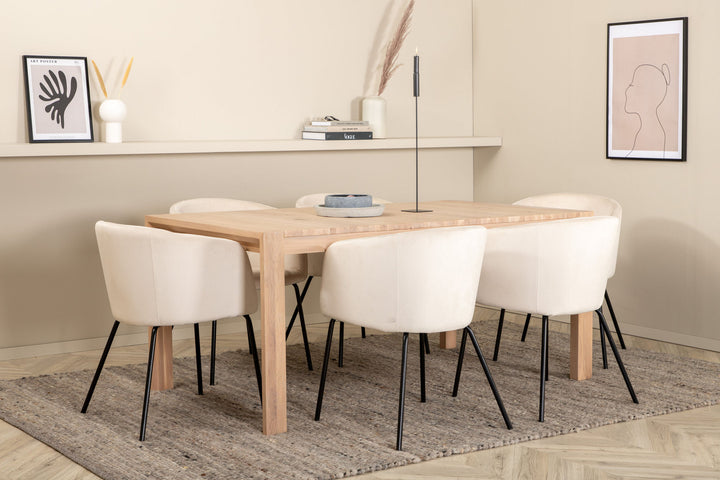 Venture Home Slider Extention Table - White Wash - 170+40+40cm +Berit Chair - Black / Beige Velvet_6