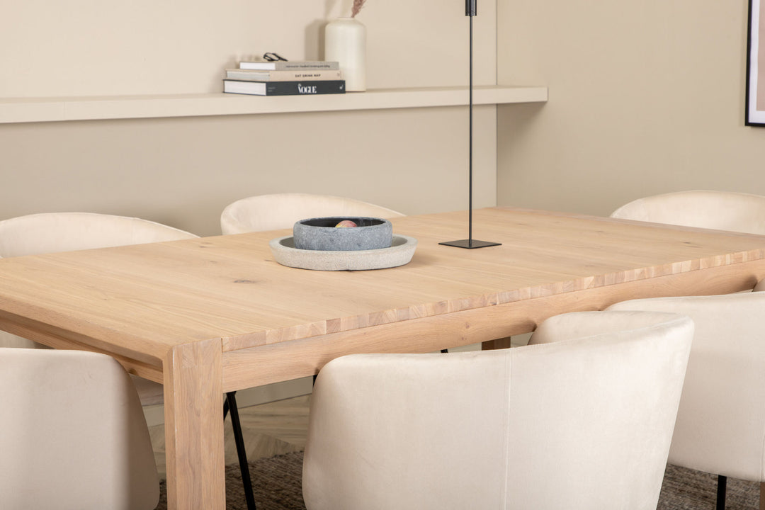 Venture Home Slider Extention Table - White Wash - 170+40+40cm +Berit Chair - Black / Beige Velvet_6