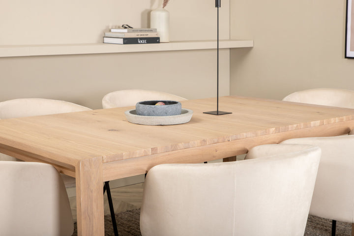 Venture Home Slider Extention Table - White Wash - 170+40+40cm +Berit Chair - Black / Beige Velvet_6