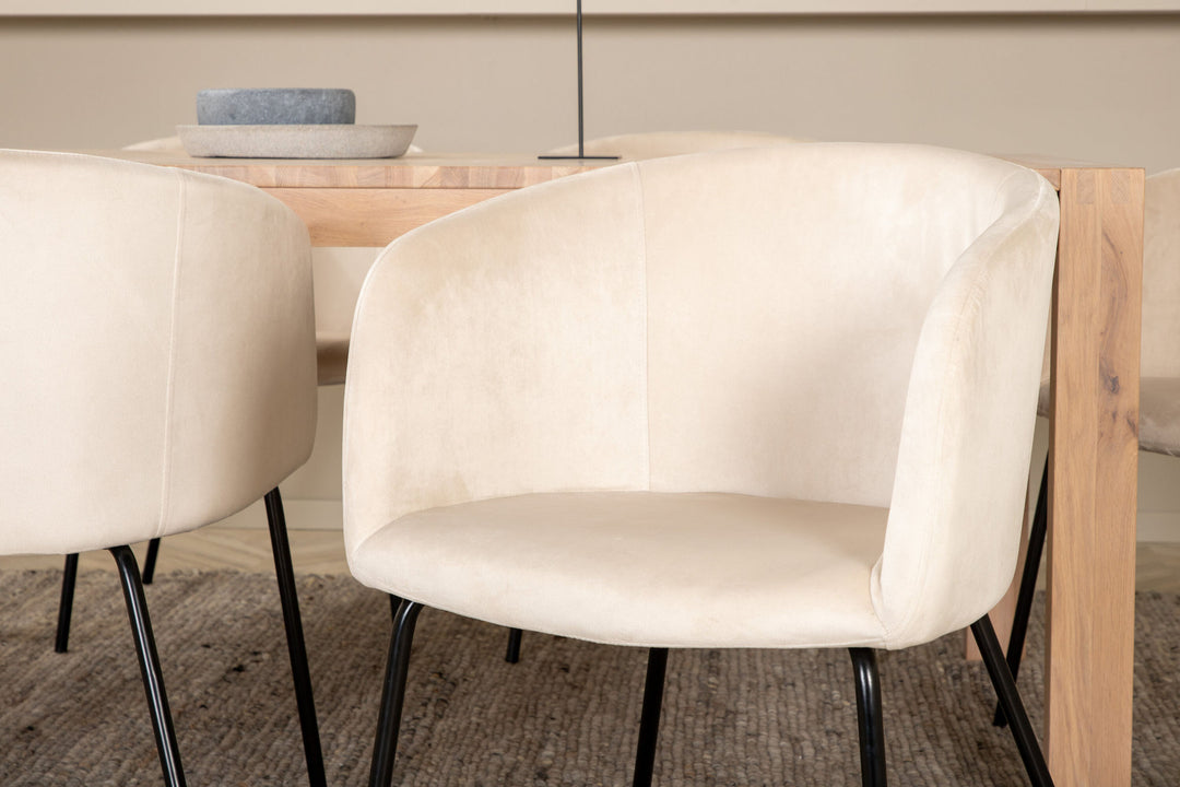 Venture Home Slider Extention Table - White Wash - 170+40+40cm +Berit Chair - Black / Beige Velvet_6