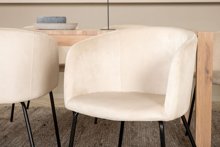 Venture Home Slider Extention Table - White Wash - 170+40+40cm +Berit Chair - Black / Beige Velvet_6