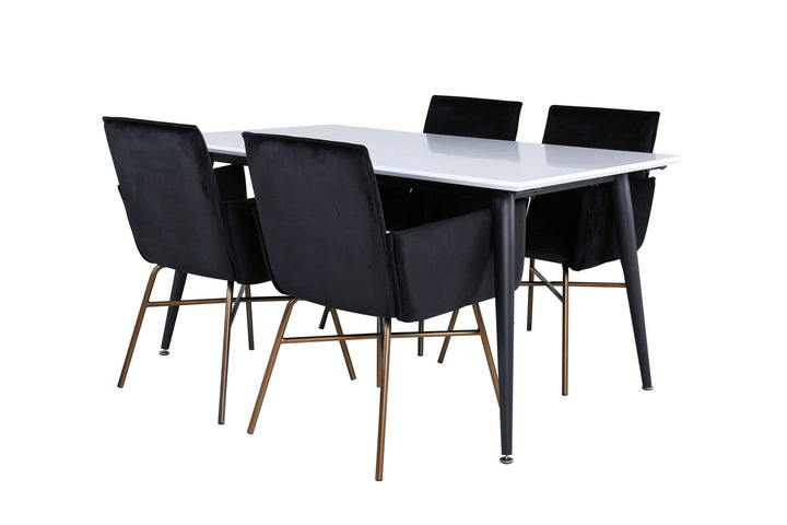 Venture Home Jimmy Dining Table - Black / White HPL+Petra Chair - Distressed Copper / Black Velvet_4