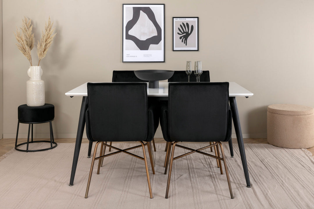 Venture Home Jimmy Dining Table - Black / White HPL+Petra Chair - Distressed Copper / Black Velvet_4