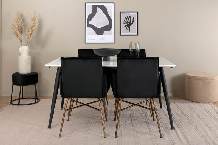 Venture Home Jimmy Dining Table - Black / White HPL+Petra Chair - Distressed Copper / Black Velvet_4
