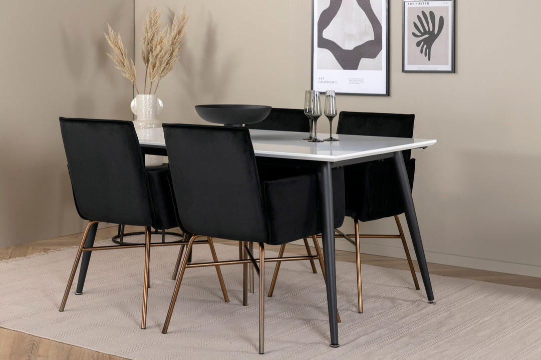 Venture Home Jimmy Dining Table - Black / White HPL+Petra Chair - Distressed Copper / Black Velvet_4