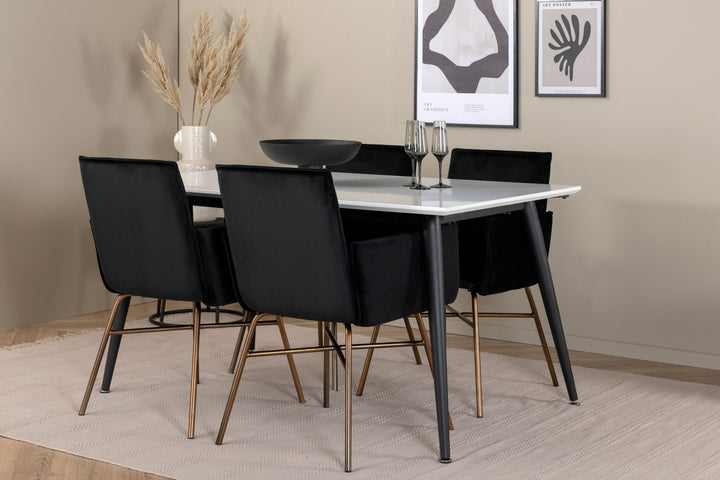 Venture Home Jimmy Dining Table - Black / White HPL+Petra Chair - Distressed Copper / Black Velvet_4