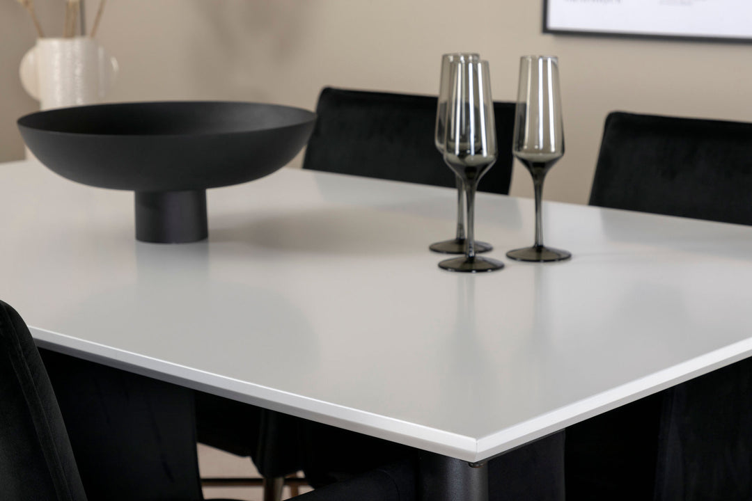Venture Home Jimmy Dining Table - Black / White HPL+Petra Chair - Distressed Copper / Black Velvet_4