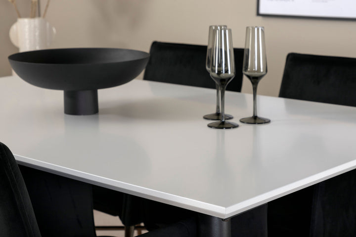 Venture Home Jimmy Dining Table - Black / White HPL+Petra Chair - Distressed Copper / Black Velvet_4