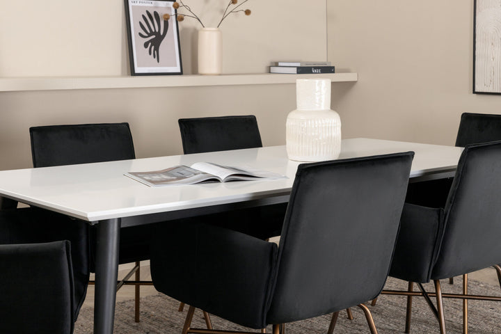 Venture Home Jimmy Dining Table - Black / White HPL+Petra Chair - Distressed Copper / Black Velvet_6