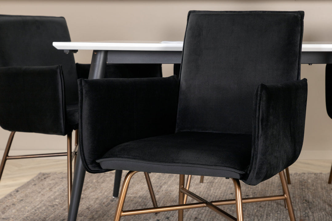 Venture Home Jimmy Dining Table - Black / White HPL+Petra Chair - Distressed Copper / Black Velvet_6