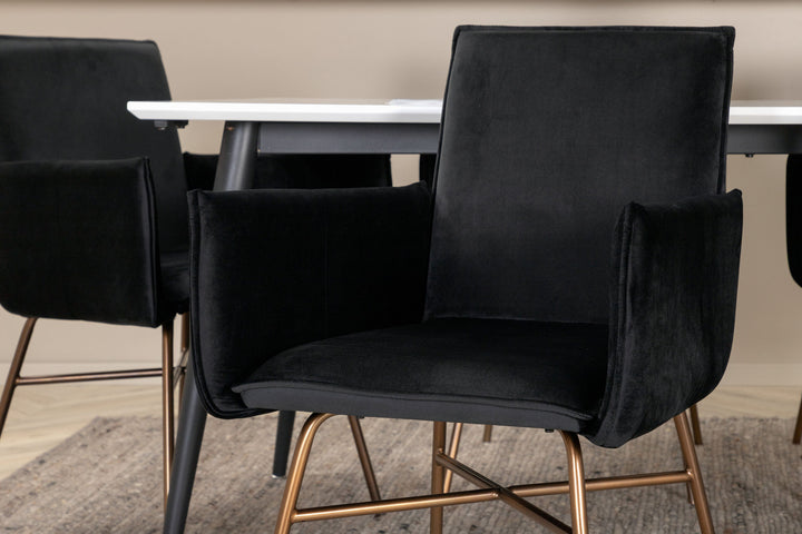 Venture Home Jimmy Dining Table - Black / White HPL+Petra Chair - Distressed Copper / Black Velvet_6