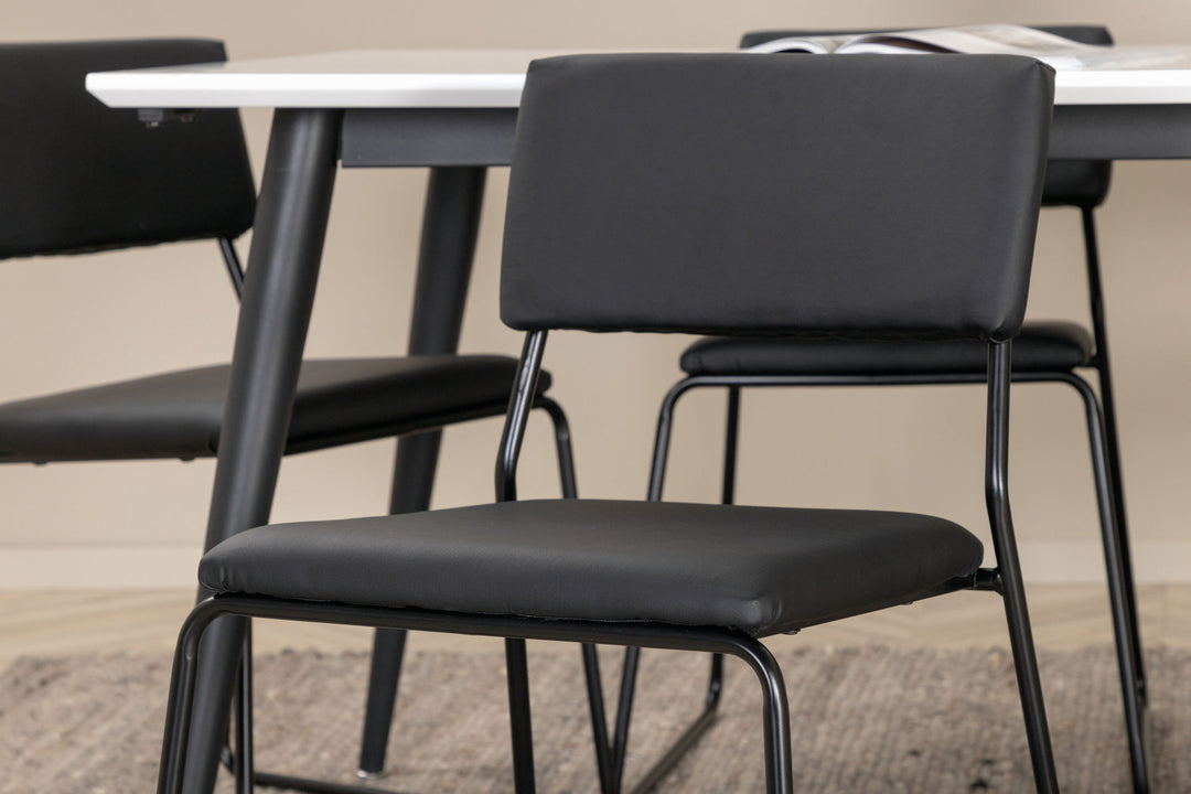 Venture Home Jimmy Dining Table - Black / White HPL+Kenth Chair - Black / Black PU_6