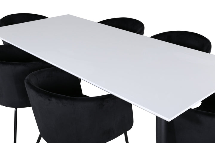 Venture Home Jimmy Dining Table - Black / White HPL+Berit Chair - Black / Black Velvet_6