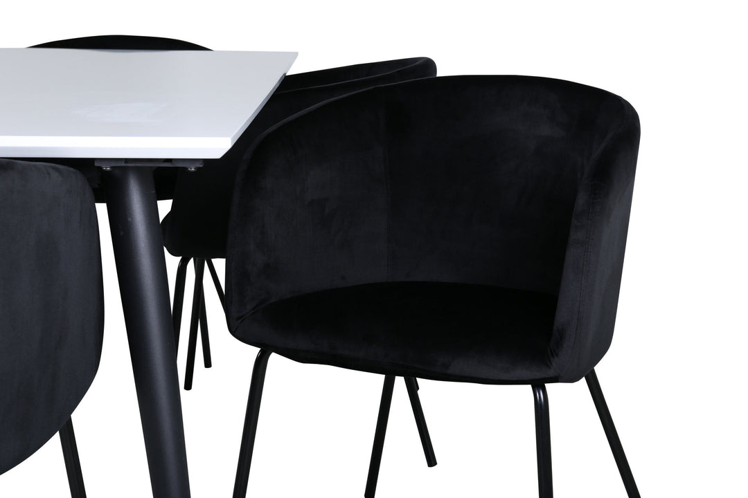 Venture Home Jimmy Dining Table - Black / White HPL+Berit Chair - Black / Black Velvet_6