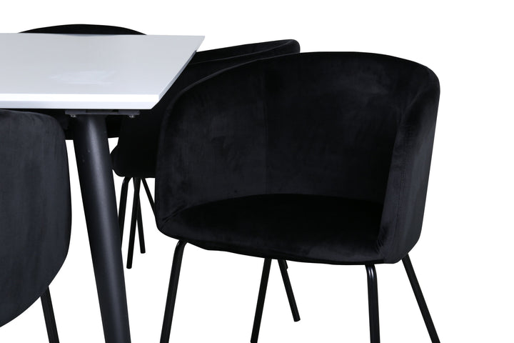 Venture Home Jimmy Dining Table - Black / White HPL+Berit Chair - Black / Black Velvet_6