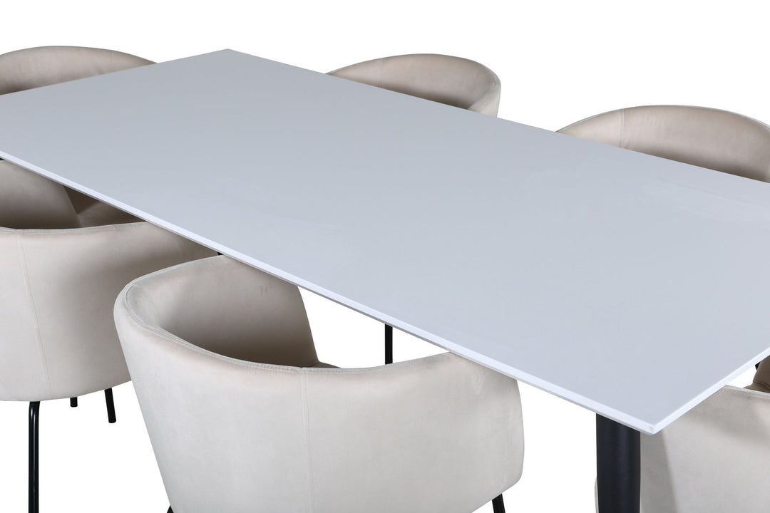 Venture Home Jimmy Dining Table - Black / White HPL+Berit Chair - Black / Beige Velvet_6