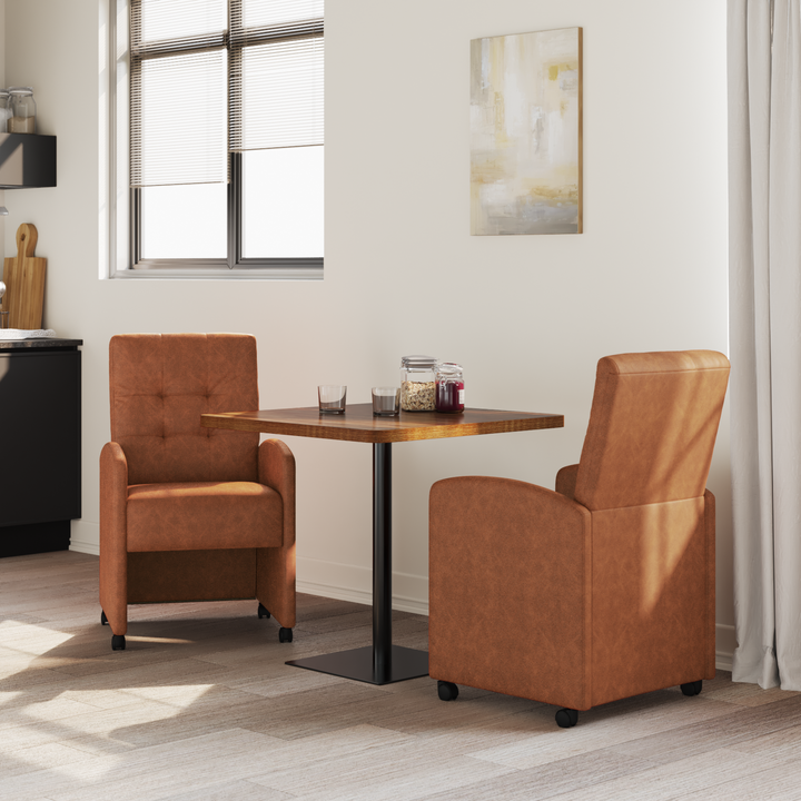 Spisebordsstole med hjul 2 pcs Brun 58 x 67 x 97 cm Kunstlæder