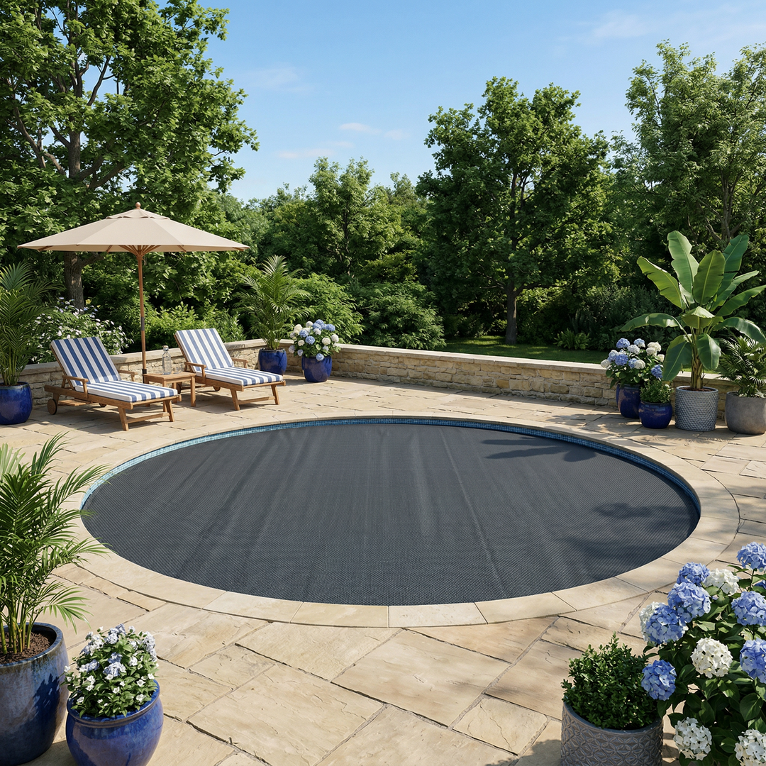 Solar Pool Cover Ekstra Tung Ø 300 cm 400 μm Rund PE Sort