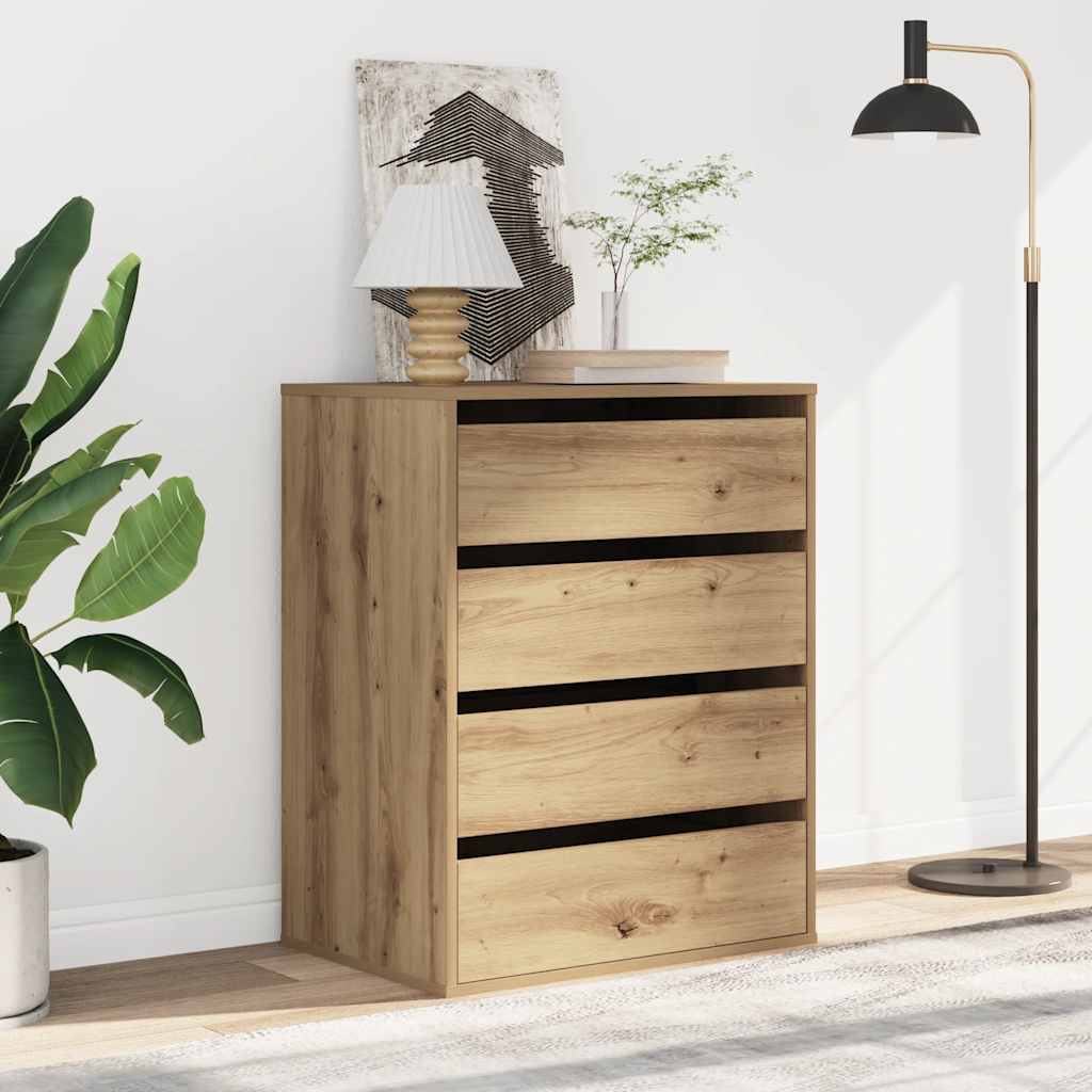 kommode til hjørne 60x41x76 cm konstrueret træ egetræsfarve