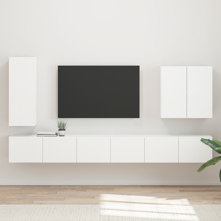 Tv vægskab sæt Vægmonteret 6 pcs Hvid