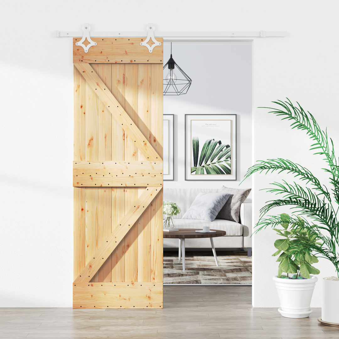 Skydedør Natur og hvid 70 x 210 cm Massivt Fyrretræ