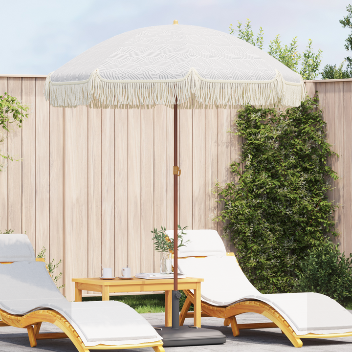 Strand Parasol Grå og Hvid 160 x 160 x 196 cm Polyester og Stål