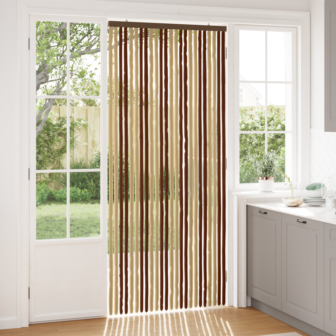 Insektgardin i chenille Brun og Beige 100 x 230 cm 100% PP