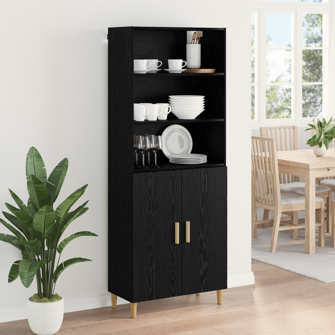 Highboard Sort eg 69,5 x 32,5 x 180 cm Konstrueret træ