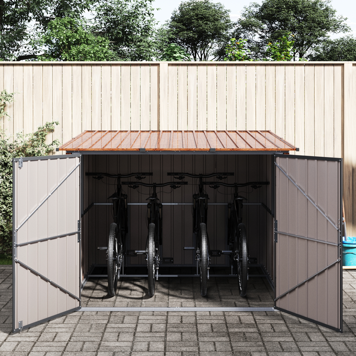 Cykelskur 3 pcs Brun 216 x 207 x 158 cm Metal