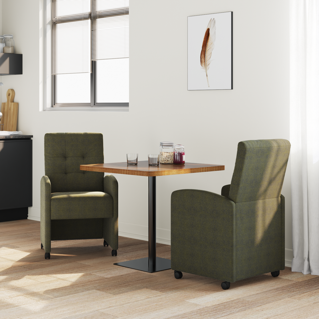 Spisebordsstole med hjul 2 pcs Army grøn 58 x 67 x 97 cm