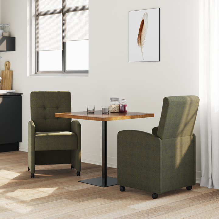 Spisebordsstole med hjul 2 pcs Army grøn 58 x 67 x 97 cm
