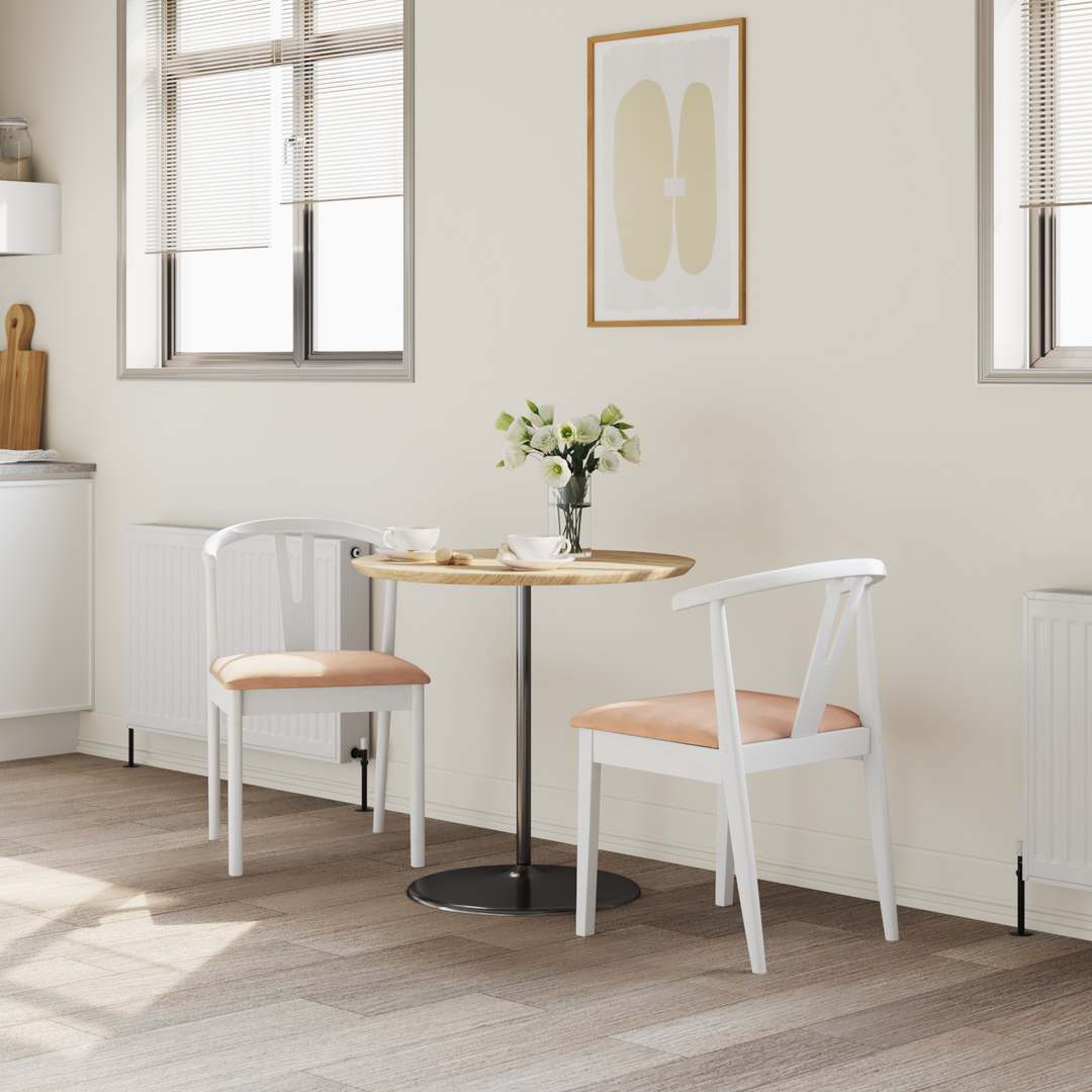 Spisestuestol 2 pcs Hvid og brun Massiv Gummitræ