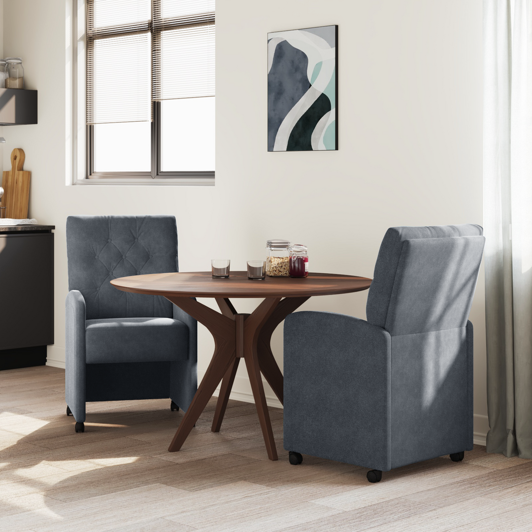 Spisebordsstole med hjul 2 pcs Mørkegrå 58 x 67 x 97 cm Fløjl