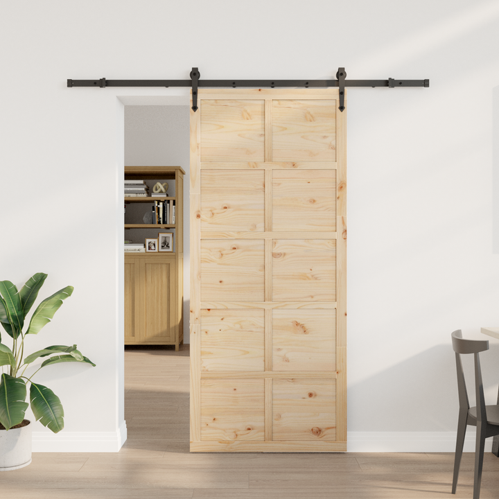 Skydedør Naturfarvet 90 x 208 cm Massivt fyrretræ