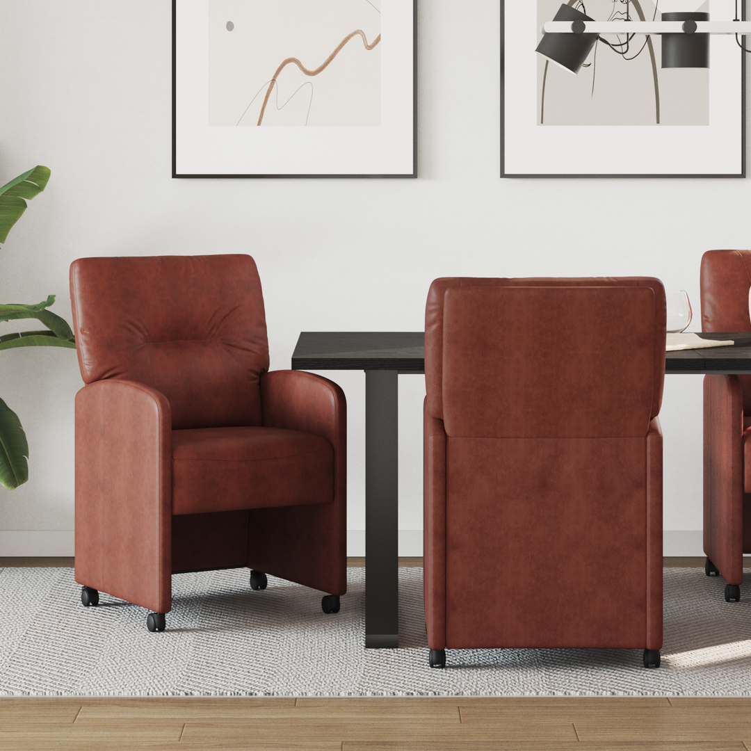 Spisebordsstole med hjul 2 pcs Skinnende brun 57 x 67 x 95 cm