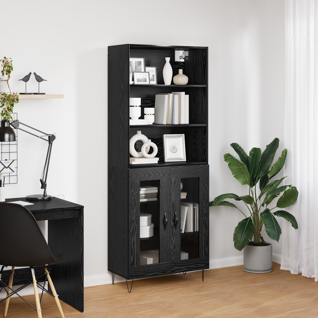 Highboard 2 pcs Sort eg Konstrueret træ