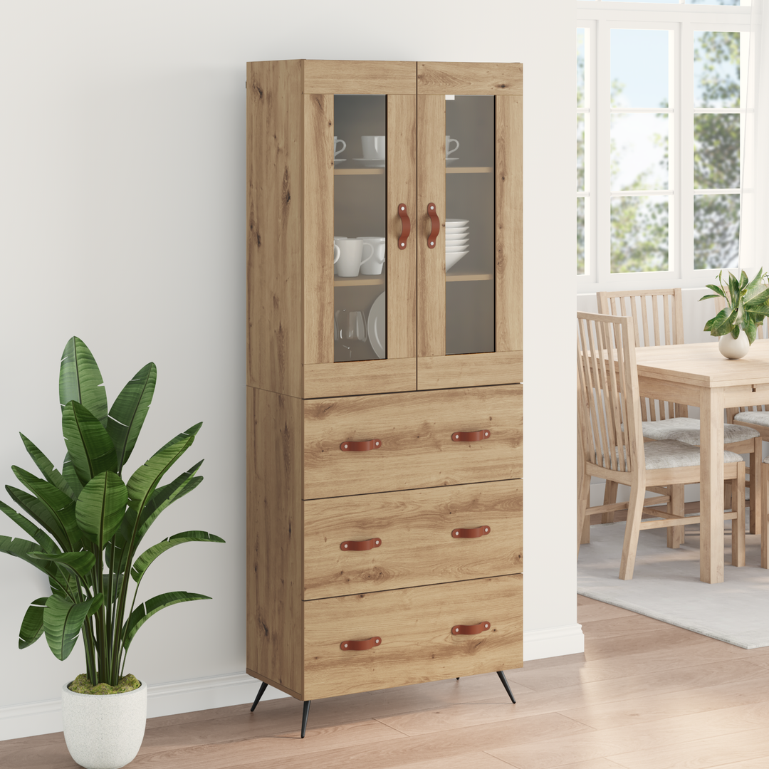 Højskab med hylde 2 pcs Artisan Egetræ Konstrueret træ