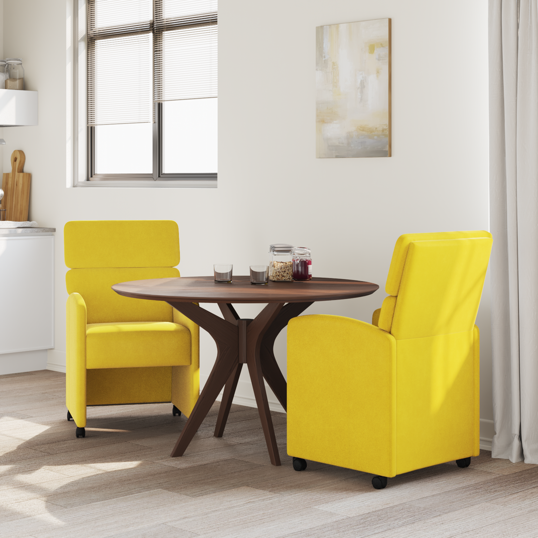 Spisebordsstole med hjul 2 pcs Gul 58 x 65 x 98 cm Fløjl
