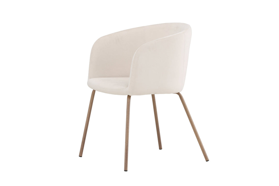 Venture Home Berit Dining Chair - Walnut Steel Legs / Cream Velvet