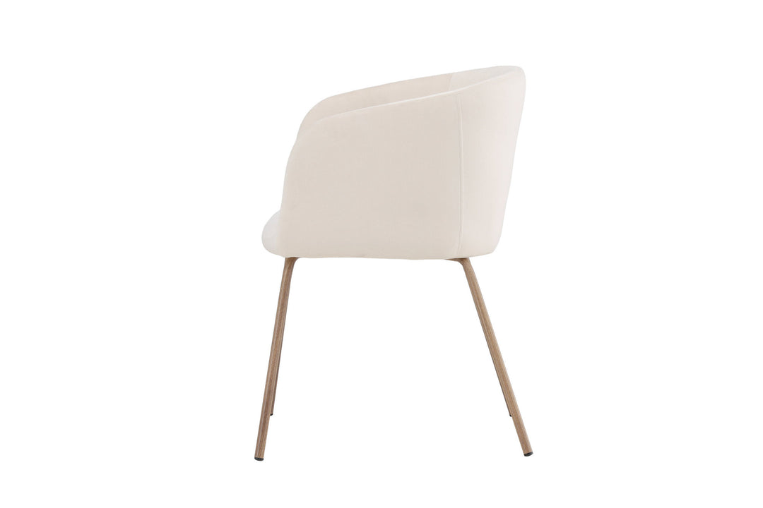 Venture Home Berit Dining Chair - Walnut Steel Legs / Cream Velvet