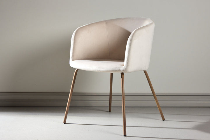 Venture Home Berit Dining Chair - Walnut Steel Legs / Cream Velvet