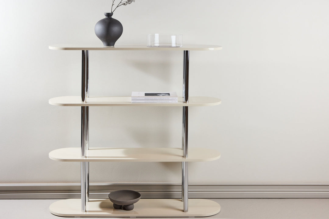 Venture Home Zino Shelf 120x30x116 cm - Silver Chrome / MDF Lacquer Painting