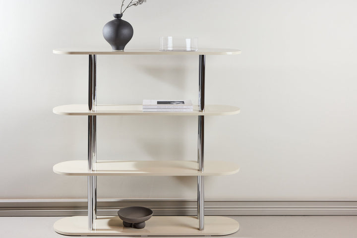 Venture Home Zino Shelf 120x30x116 cm - Silver Chrome / MDF Lacquer Painting