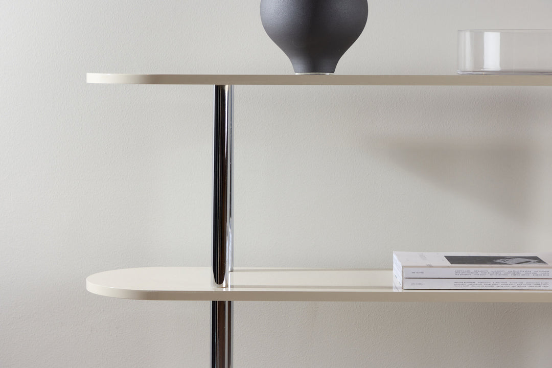 Venture Home Zino Shelf 120x30x116 cm - Silver Chrome / MDF Lacquer Painting