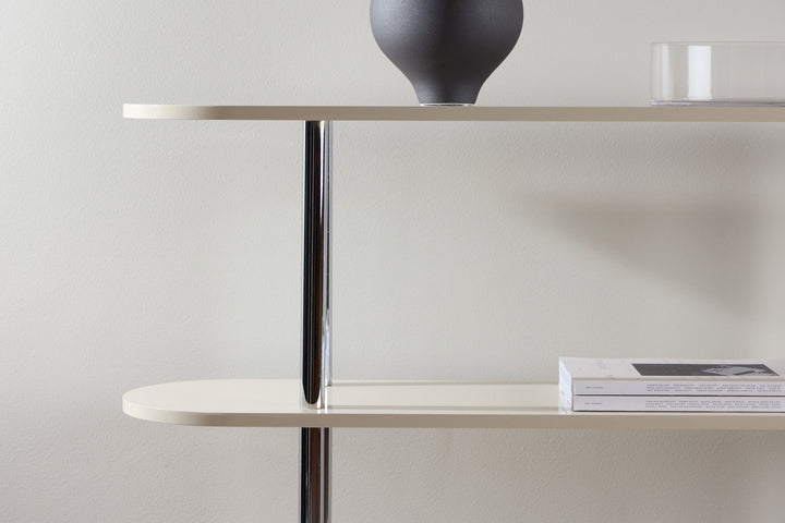 Venture Home Zino Shelf 120x30x116 cm - Silver Chrome / MDF Lacquer Painting