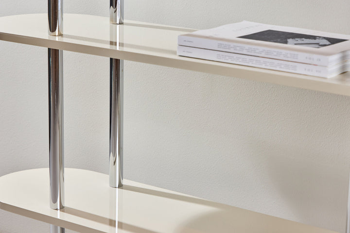 Venture Home Zino Shelf 120x30x116 cm - Silver Chrome / MDF Lacquer Painting