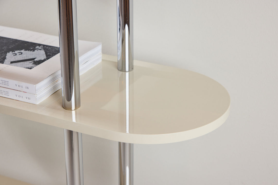 Venture Home Zino Shelf 120x30x116 cm - Silver Chrome / MDF Lacquer Painting