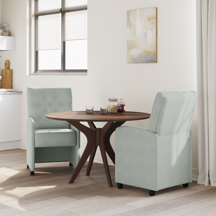 Spisebordsstole med hjul 2 pcs Lysegrå 58 x 67 x 97 cm Fløjl